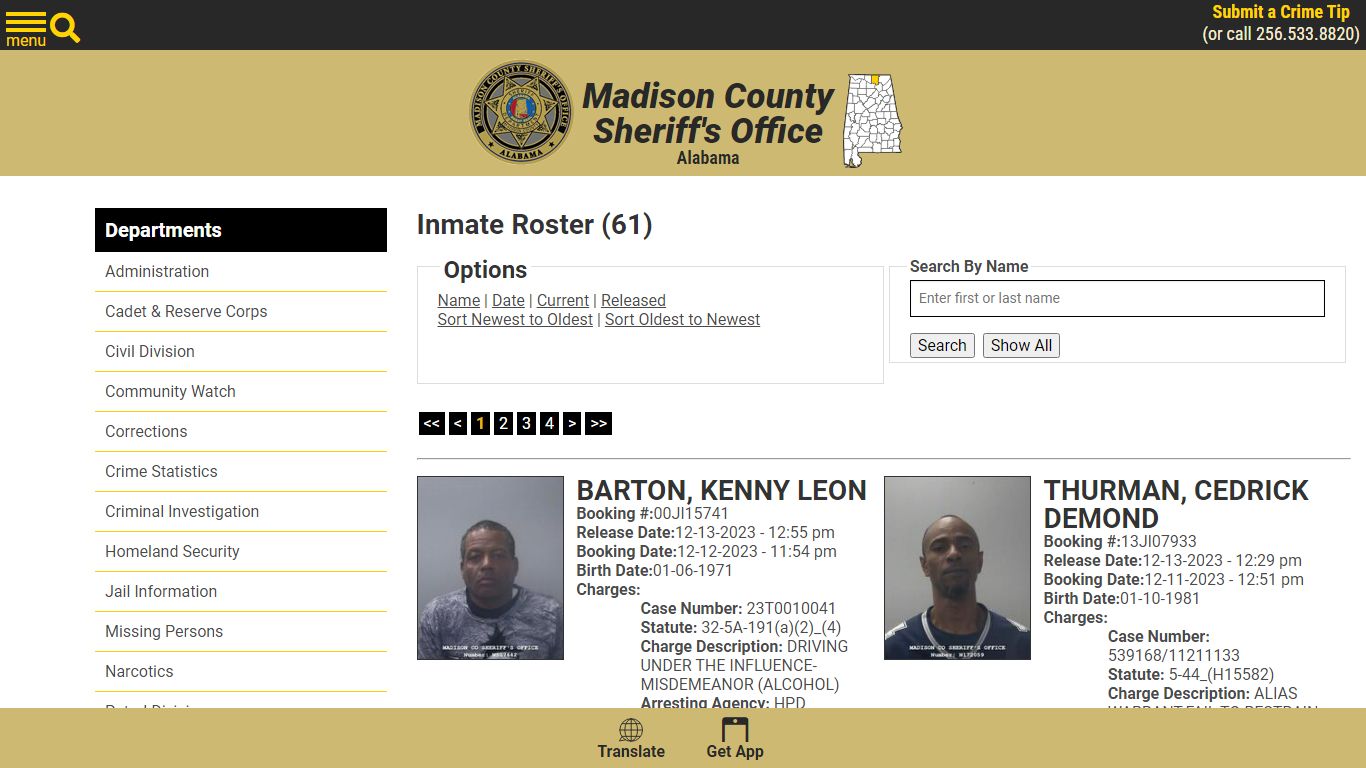 Inmate Roster (91) - Madison County Sheriff's Office